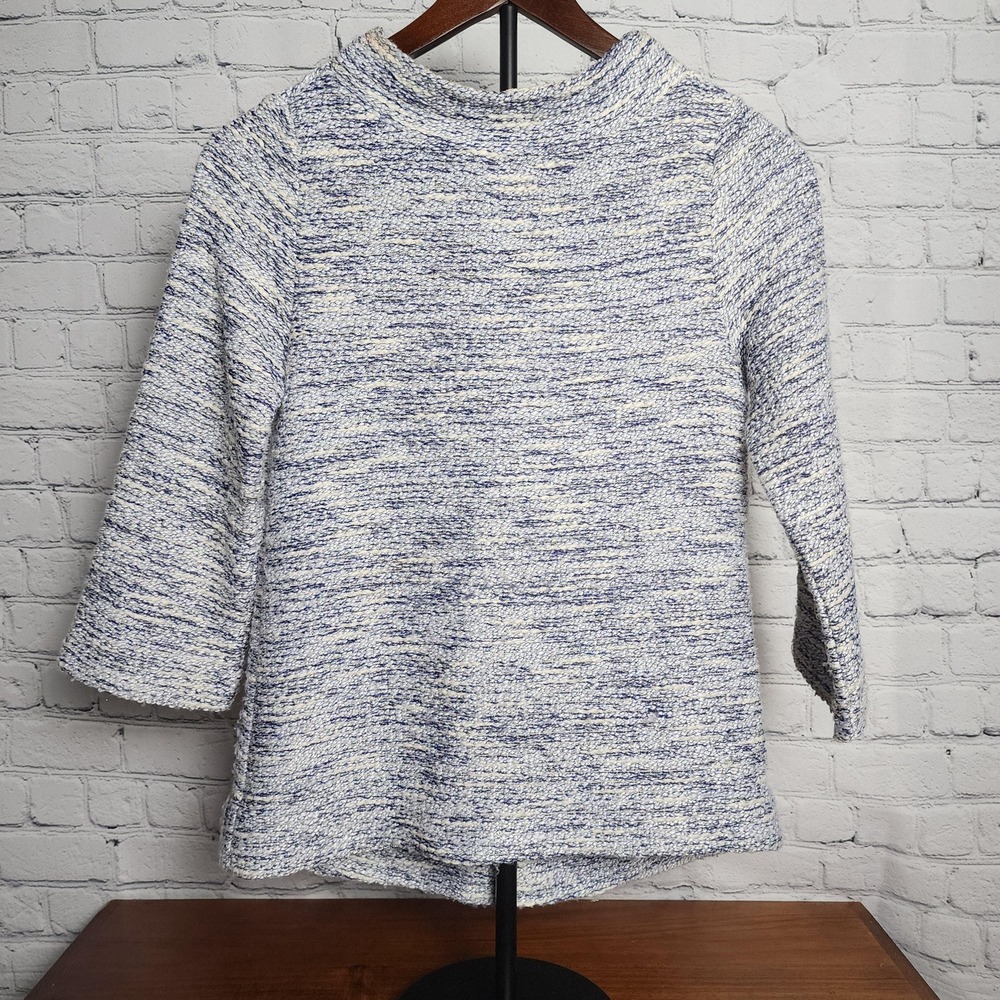 XXS Loft long sleeve tweed striped blue sweater